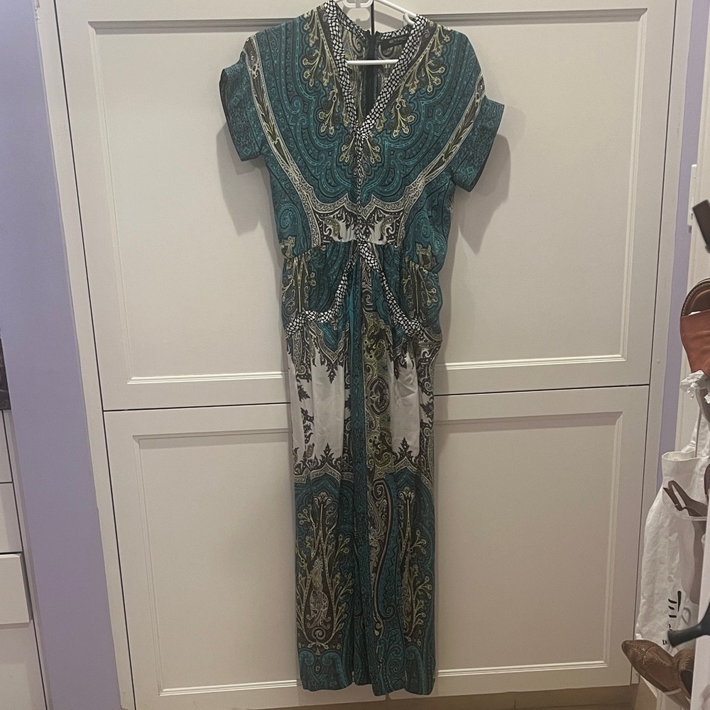 Etro Teal and Black Paisley maxi dress.